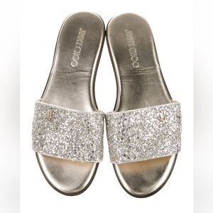 !!SOLD!! Jimmy Choo GlitterPrint Slides Size: 7| US7, IT37